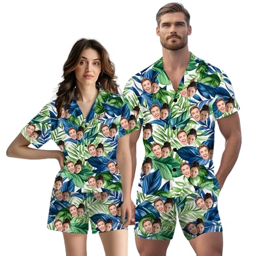 M YESCUSTOM Custom Pajamas for Women Men, Personalized Couple Matching Pj Set Customized Face Pjs His and Hers Pajama Gift