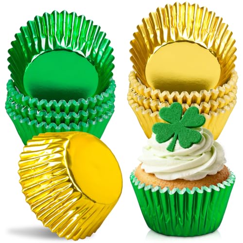 JarThenaAMCS 200Pcs St. Patrick's Day Foil Cupcake...