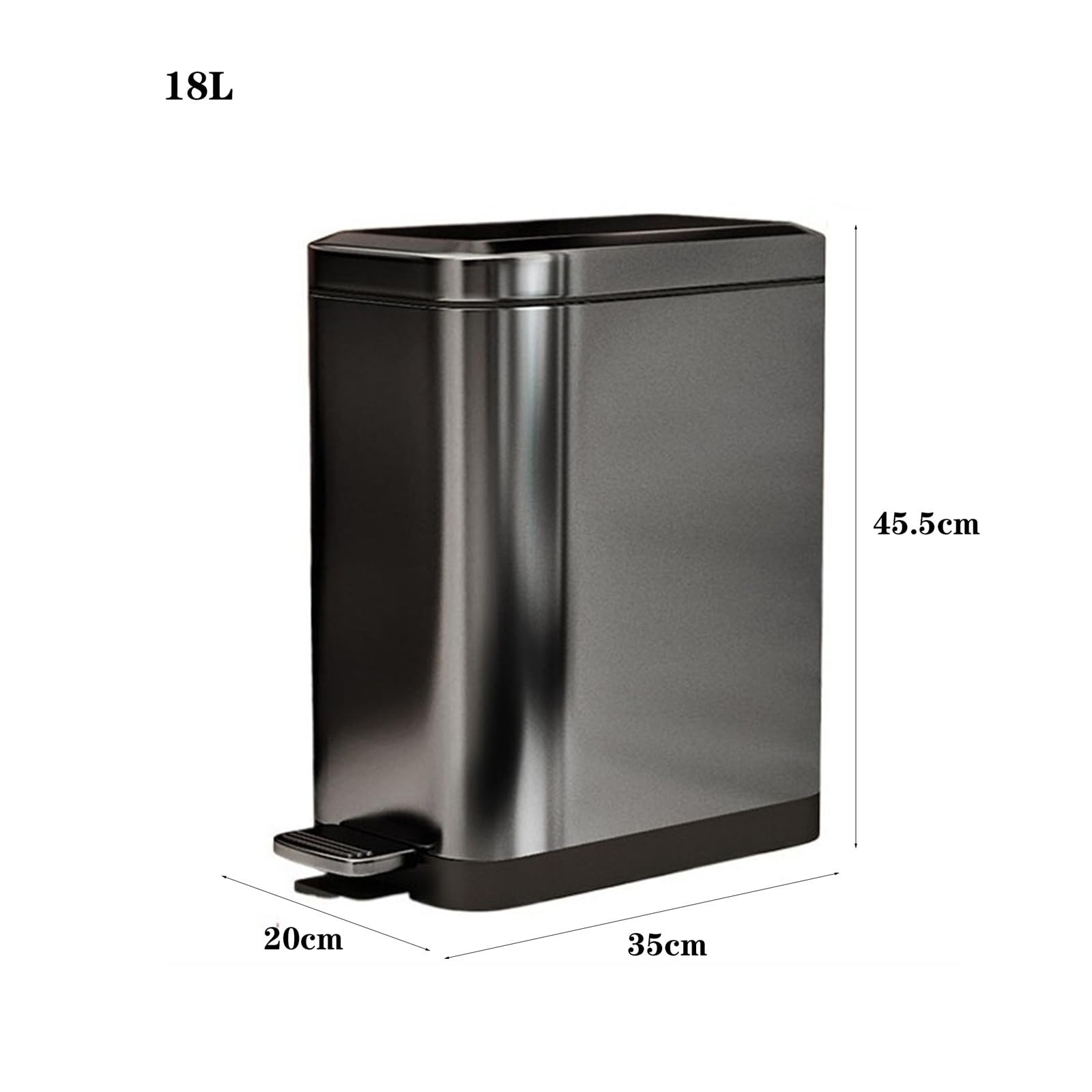 Papelera de Escritorio Bote de basura delgado de acero inoxidable con pedal, cubo de basura estrecho con tapa de cierre suave y cubo interior extraíble for el hogar, cocina y baño Cubo de Basura(Tungs