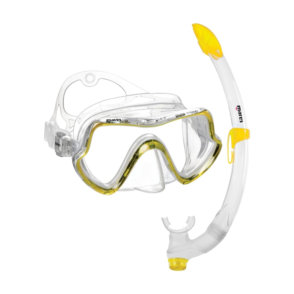 Mares Combo Pure Vision – Set Masque et Tuba Adulte, Masque Ergonomique Silicone, Tuba Semi-Sec Breezer avec Embout, Snorkeling et Exploration sous-Marine