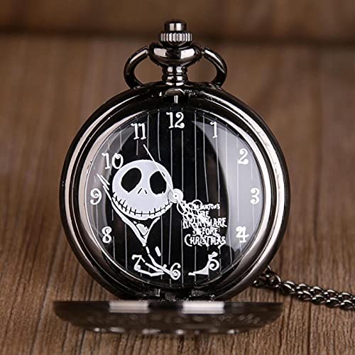 LIANXIAO - Pocket Watch,Before the nightmare of the black flower case, Christmas hollow quartz pocke