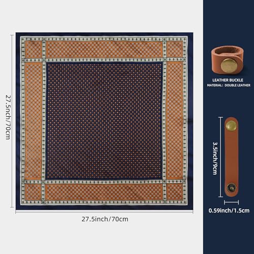Image of 27.5 Inches Square Silk Feeling Neck Scarf for Men Necktie Silk Bandanas Pocket Square Cowboy Scarves