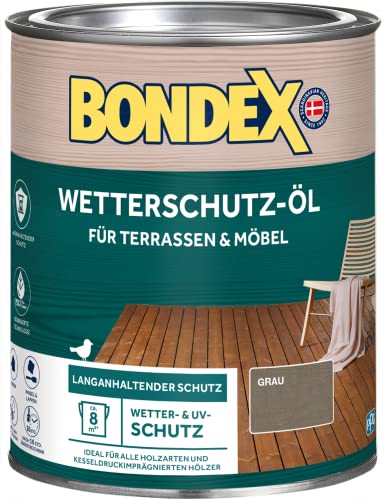 Bondex Protection contre les intempéries Huile grise 0,75 l pour 8 m² | Protection longue durée | Résistant aux intempéries et aux UV | Technologie...