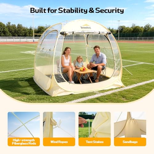 Lenotos Pop Up Sports Tent, Instant Clear Bubble Tent, with Removable Top Cover, Outdoor All Weather Shelter, for Watching Sports, Cheering, Fishing and Camping (50" L x 50" W x 62" H) - image 4