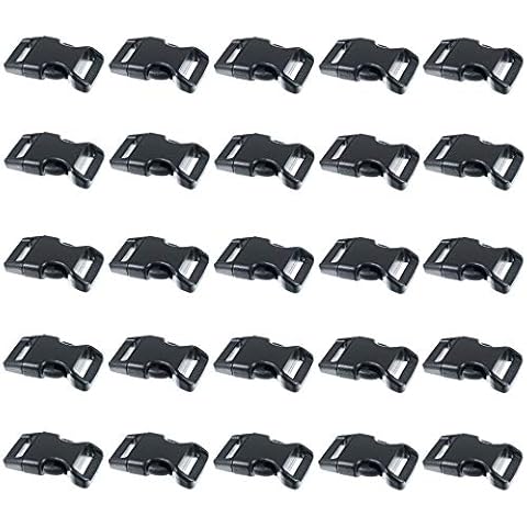 PARACORD PLANET 50 Pack 5/8-Inch Black Plastic Side Release Buckles for Paracord Bracelets Cover