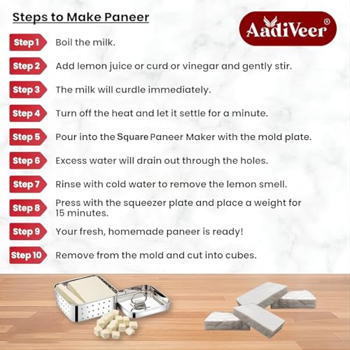 Image of Stainless Steel Paneer Maker | Tofu Maker Square Mould, Paneer Press with Lid | Whey Seperator | Big Size - 650ml
