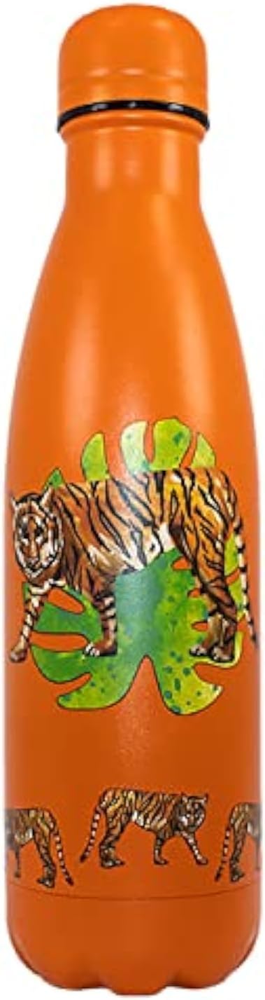 NatureVac Tiger Stainless Steel Thermal Insulated 500ml Water Bottle. Keeps Hot for 12 Hours and Cold for 24 Hours. Leakproof Vacuum Flask Water Bottle for Gym, Travel, Sports, School, Work
