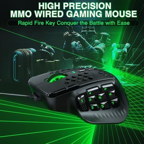SOLAKAKA SM809 MMO Gaming Mouse Wired RGB with 9 Side Buttons, 22800 DPI High Precision Sensor Optical Ergonomic Gamer Mouse,16 Programmable Custom Macro Shortcuts Remapping PC Gaming Mice - Image 6