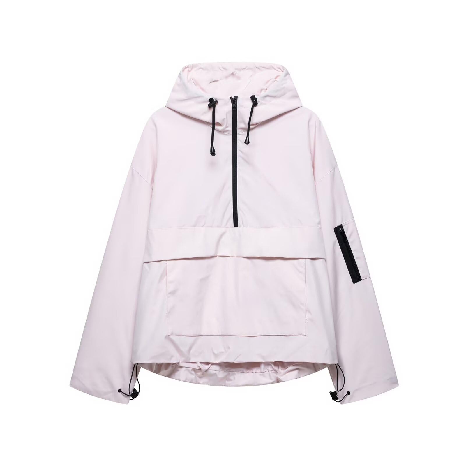 Générique Veste Imperméable Femme À Capuche Veste Mi-Saison avec Fermeture À Glissière Manteaux et Blouson De Randonnée Coupe-Vent Anti-Pluie Léger Couleur Unie Manteau d'alpinisme en Plein