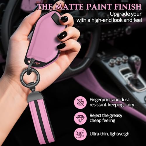 Image of for Kia Key Fob Cover Accessories,Matte TPU Material, with a Cute Leather Keychain,for Telluride,Carnival,K5 gt line，K5，Forte，K4，Sorento, Sportage and Other Models. (Iceberry Powder, Model-1)