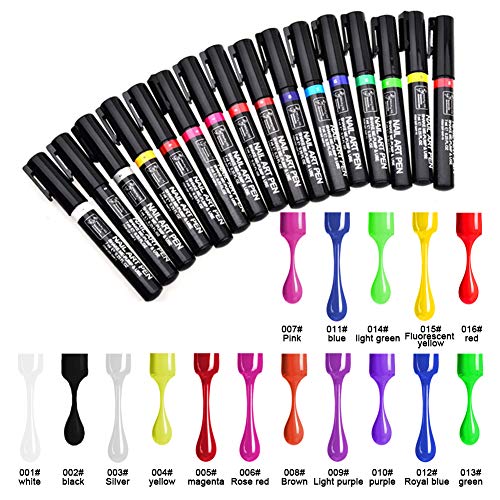 StillCool Nail Art Pen Painting Design Tools Kit Set Drawing Dotting for UV Gel Polish Assorted Colour (6 Random Color)