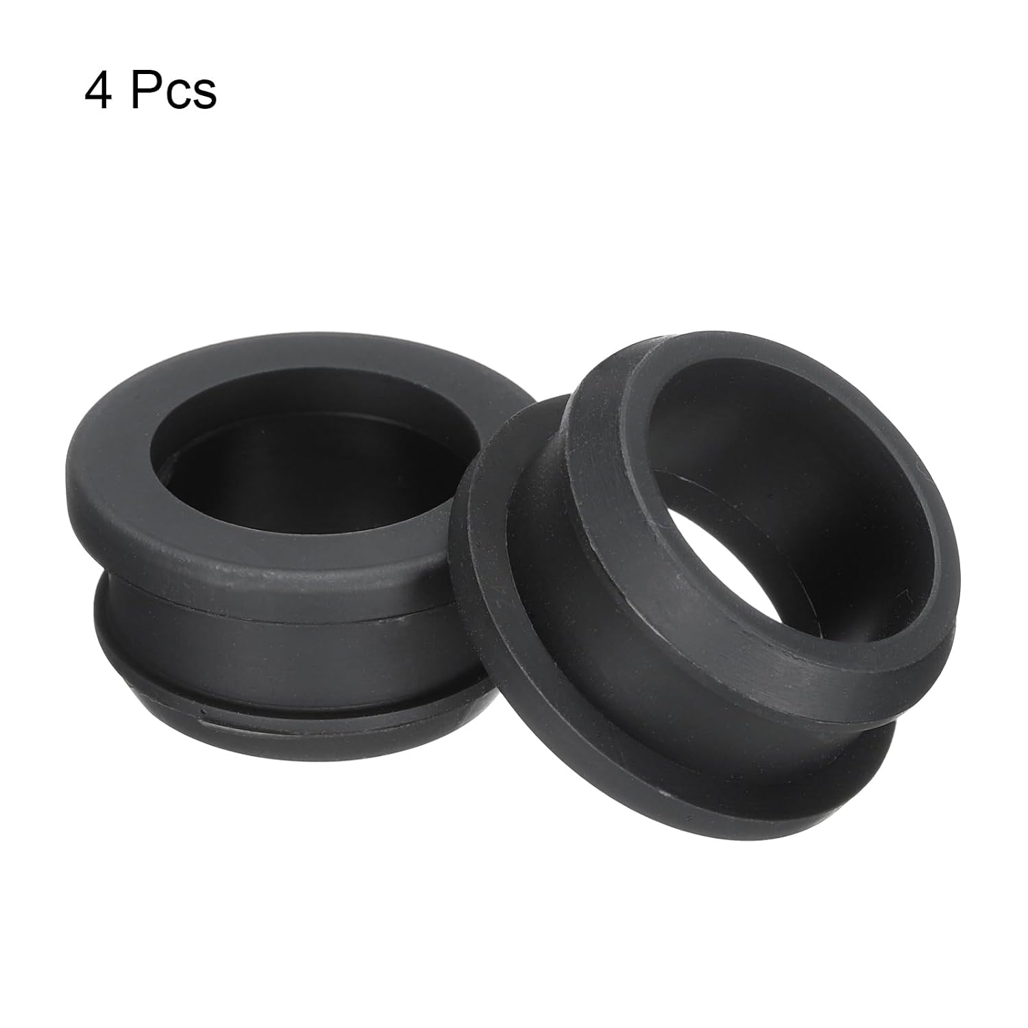 MECCANIXITY 4Pcs Snap Rubber Grommet Plug Mount Dia 24mm ID 19mm Seal Anti-Scratch for Electrical Box Cable Pipe Black