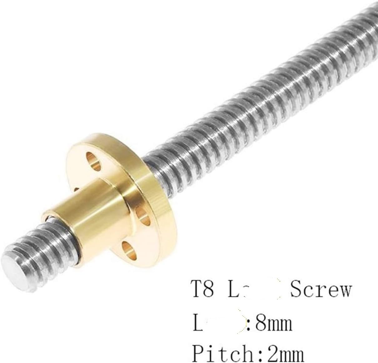 Śruba T8 8 mm 2 szt. z mosiężną nakrętką, pręt gwintowany ze stali nierdzewnej 304(500MM)