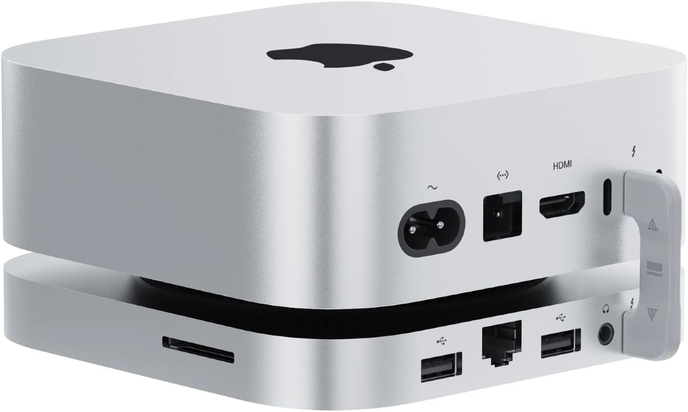 BEELINK EX Mate Mini-A for Mac mini M4 ドック 80Gbps Thunderbolt 5 アルミ合金スタンド デュアルM.2 PCIe SSDスロット 16TB（8TB×2）対応 Thunderbolt5×1 USB-A 3.0×2 2.5G LAN×1 SD4.0×1 Type-C（PD3.0）×1 シルバー