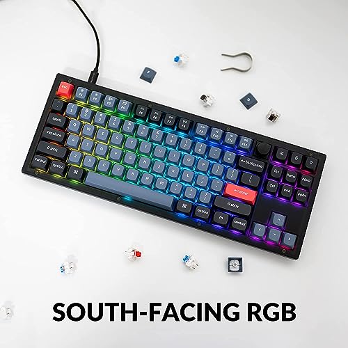 Image of Keychron V3 Wired Custom Mechanical Keyboard Knob Version, TKL QMK /VIA Programmable Macro with Hot-swappable K Pro Brown Switch Compatible with Mac Windows Linux (Frosted Black-Translucent)