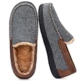 RockDove Hearthfire Zapatillas de espuma viscoelástica tipo mocasín para hombre, 45 EU, Carbón