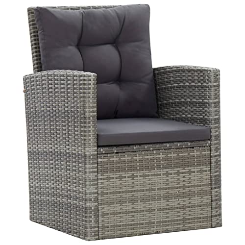 Gecheer 5-TLG. Garten Essgruppe Loungemöbel Poly Rattan Sitzgruppe Gartenlounge Gartenmöbel Set bis 8 Personen, Grau – Bild 6