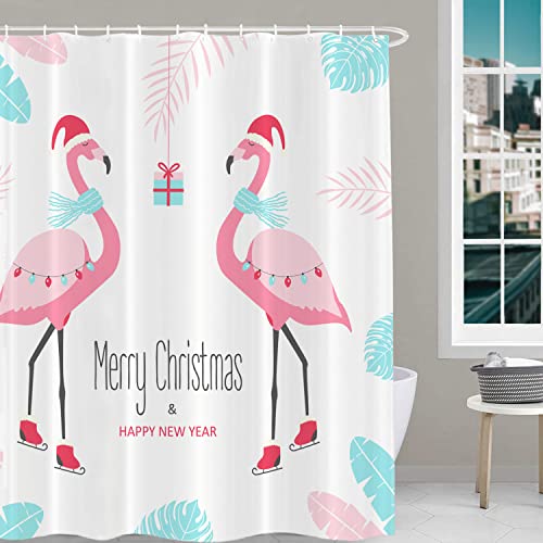 BaoNews - Cortina de ducha decorativa de flamenco, decoración navideña, diseño de flamenco, para ducha, resistente al agua, tamaño estándar de 72 x 172 pulgadas