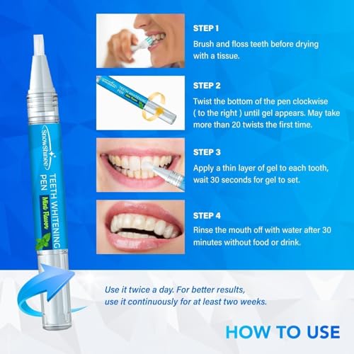 Image of Teeth Whitening Essence Pen: Tooth White Gel for a Beautiful Smile Night and Day - Advanced Whitener Refill - Instant Stain Remover, Easy for Sensitive Teeth Care 50+ Uses (0.1 Fl Oz (Pack of 2))