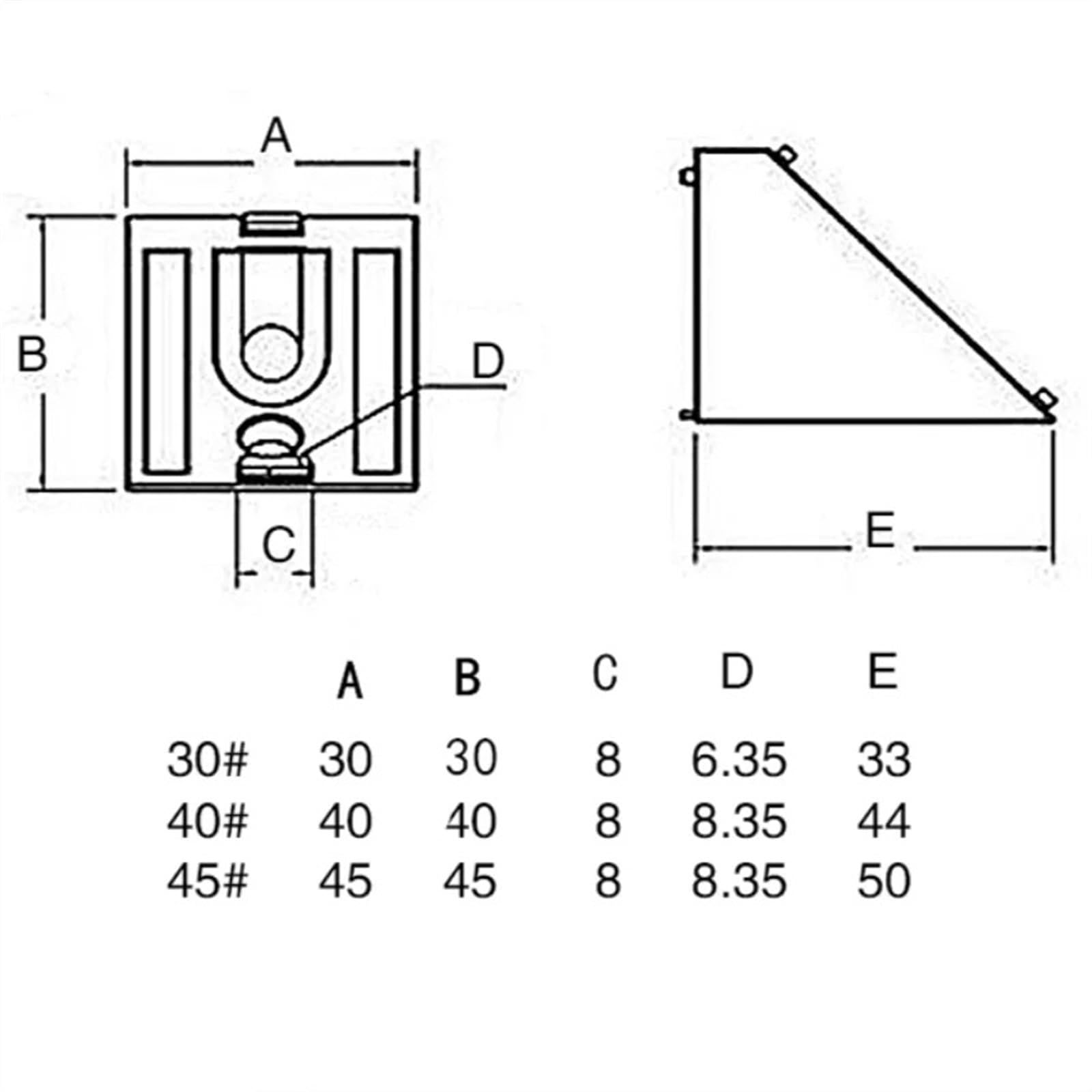 Escuadras Soportes de Esquina 5PCS Accesorios de Perfil de Aluminio - Conectores de Perfil de Aluminio biselados de 45 Grados - Código de Esquina - Accesorios de Esquina(4545)