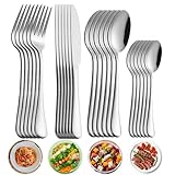 Juego de cubiertos de 24 piezas para 6 personas de acero inoxidable | Juego de cubiertos Vienna con cuchillo, tenedor, cuchara y cucharilla | apto para lavavajillas y pulido espejo para decoración de