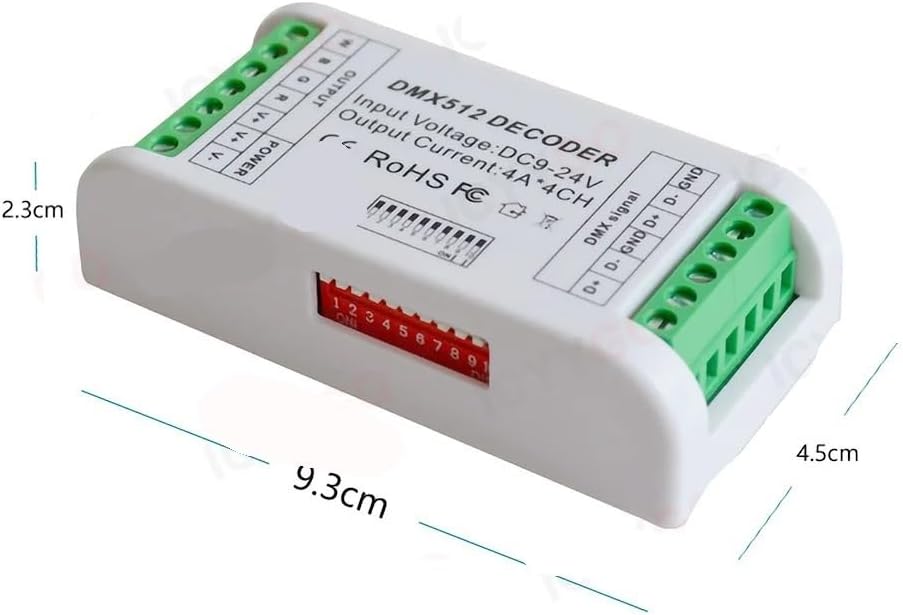 1PCS DMX512 3CH 4CH Controller 3 Channel/4 Channel RGB RGBW decoder LED Light dimmer Control for Controlling DC12V-24V(with Housing,3CH)