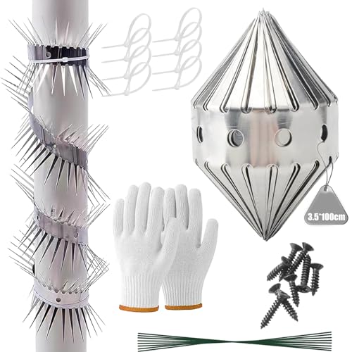 Gxlaihly Protezione per martore,Cintura Repellente per Gatti con Guanti e di Filo di Legatura, Cintura Anti-Martore per Tubi di Scolo,Cintura Repellente per Gatti,Repellente per Procioni (35 mm x 1 m)