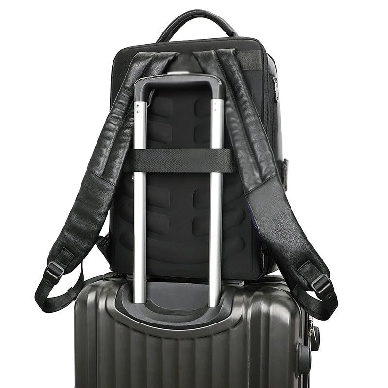 Sac d'ordinateur de grande capacité en cuir véritable doté de multiples rangements - 5