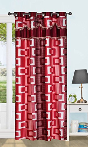 Image of K 2 6 Creations -1 Piece Polyester Box lace Bedroom Curtain for Long Door (4 x 9 Feet Maroon)