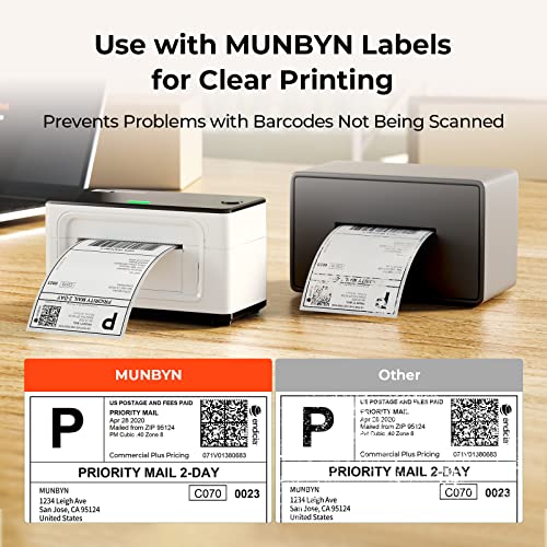 MUNBYN Etikettendrucker Bluetooth, Thermodrucker, Label Drucker 4x6 DHL UPS GLS Versandetiketten Drucker, Thermal Printer, Ettiketiergerät für Ebay, Amazon, Etsy, Shopify, 941B, Weiß