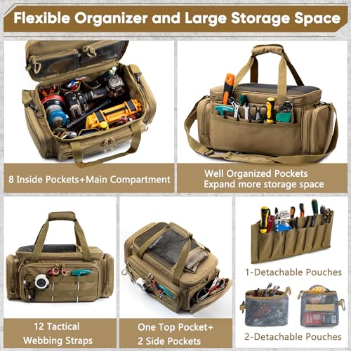 Image of Heavy Duty Tool Bag Organizer with Strong Magnets & Detachable Pouches, Tactical Tool Tote for Men, Multiple Pockets, Anti-Friction Bottom Utility Tool's Bag for Electrician,Mechanic