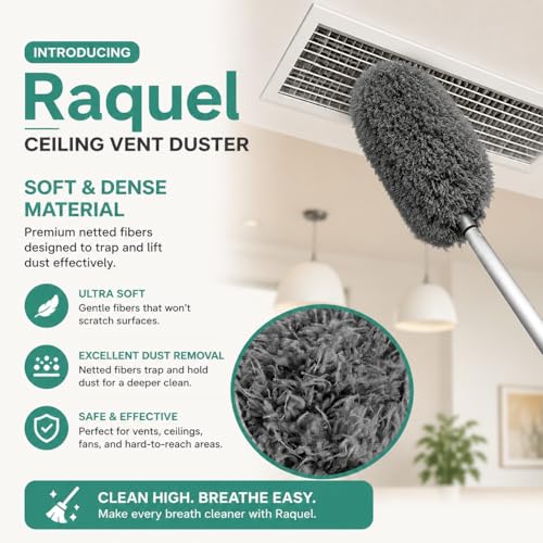 Image of Raquel Fan Cleaner Brush with Long Rod Flexible Fan Cleaning Mop Microfiber Dust Cleaner Foldable Duster for Home Cleaning Microfiber Duster for Cleaning of Home, Kitchen, Car, Ceiling (Grey)