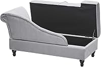 Vista 6 de Yongqiang Sofá chaise lounge tapizado con almacenamiento para interior, reclinable, para sala de estar o recámara, color gris, terciopelo