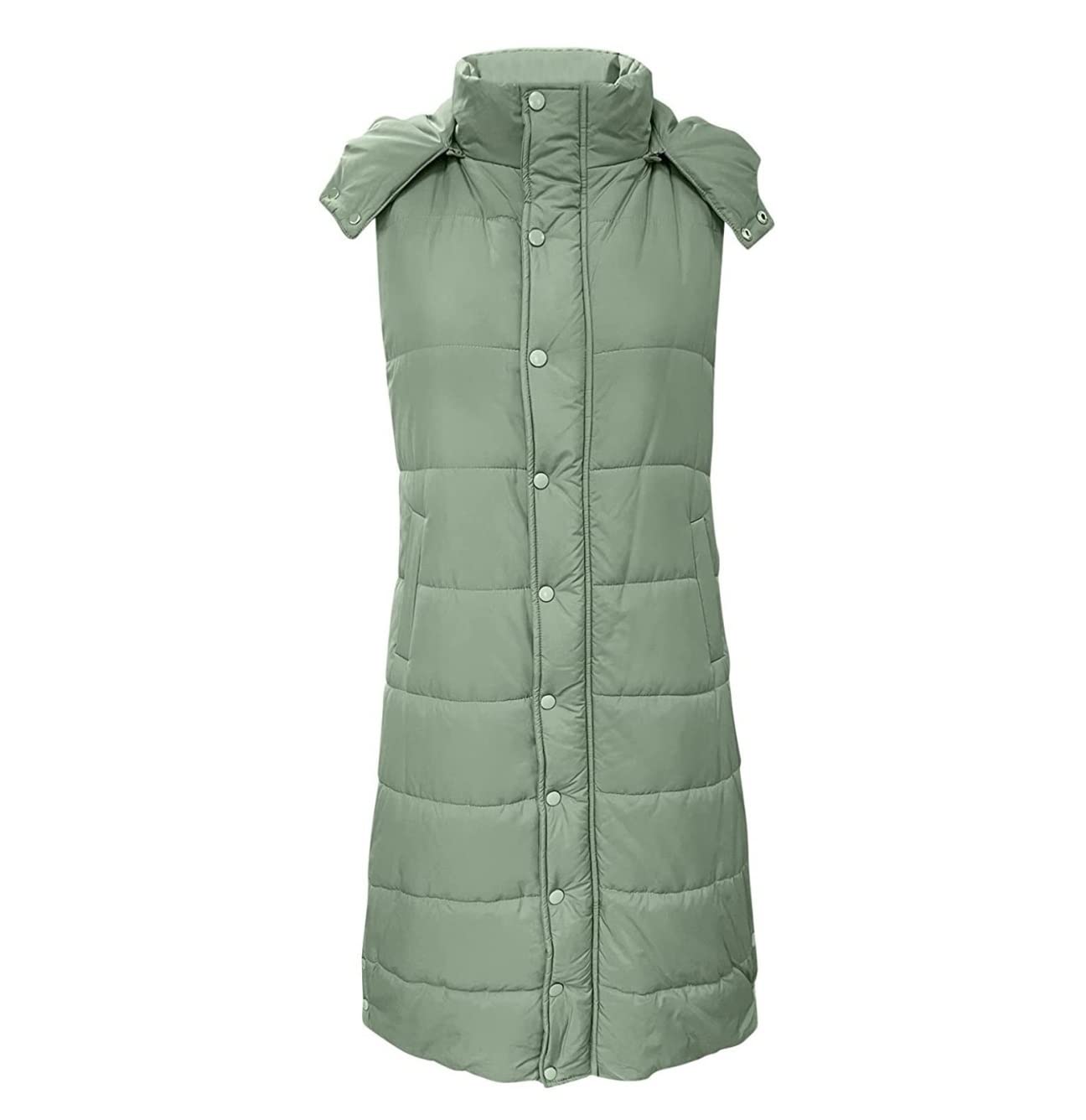 Ciepła Kamizelka Outdoorowa Damska Kamizelka Ocieplana Bez Rękawów, Pikowana, Z Długim Kapturem I Możliwością Spakowania Bodywarmer