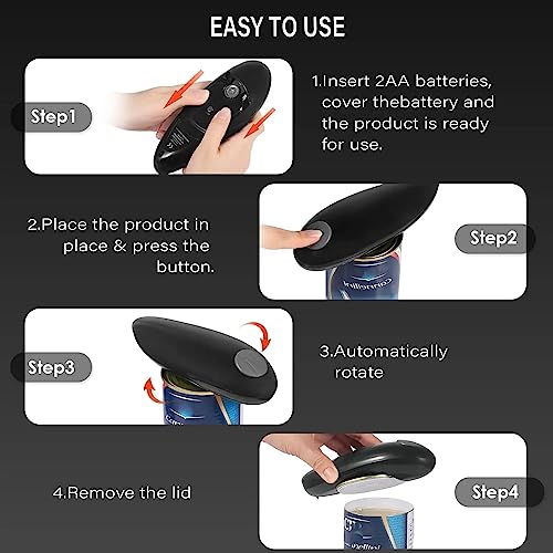 Avignon Official Electric Can Opener, Superior, Open Rounded Can With One Button Push, Smooth Edge & Food Safe Stainless Steel Can Opener, Battery Operated Handheld Can Opener #TOP1