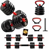 ManiBoom Juego de Pesas y Mancuernas 2 en 1 Ajustables - Juego Mancuernas 10kg - 50kg ANTIDESLIZANTES - Juego de Pesas para Casa con Barra Ajustable y Cierres de SEGURIDAD - Kit de Ejercicio