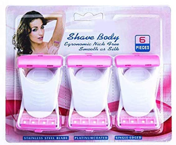 Calitate24 Disposable Bikini Razor 6pcs Mini Body Shaving Razor Women Under Arms, Hand, Leg & Bikini Area Hair Remover Stainless Steel Double Blade Shaver