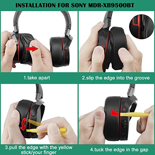Wadeo Replacement Ear Pads Earpads Cup Cover Memory Foam Cushion For Sony Mdr-Xb950Bt Xb950B1 Xb950N1 Xb950Ap Bluetooth Wireless Headphones, 2 Pieces Black #TOP7
