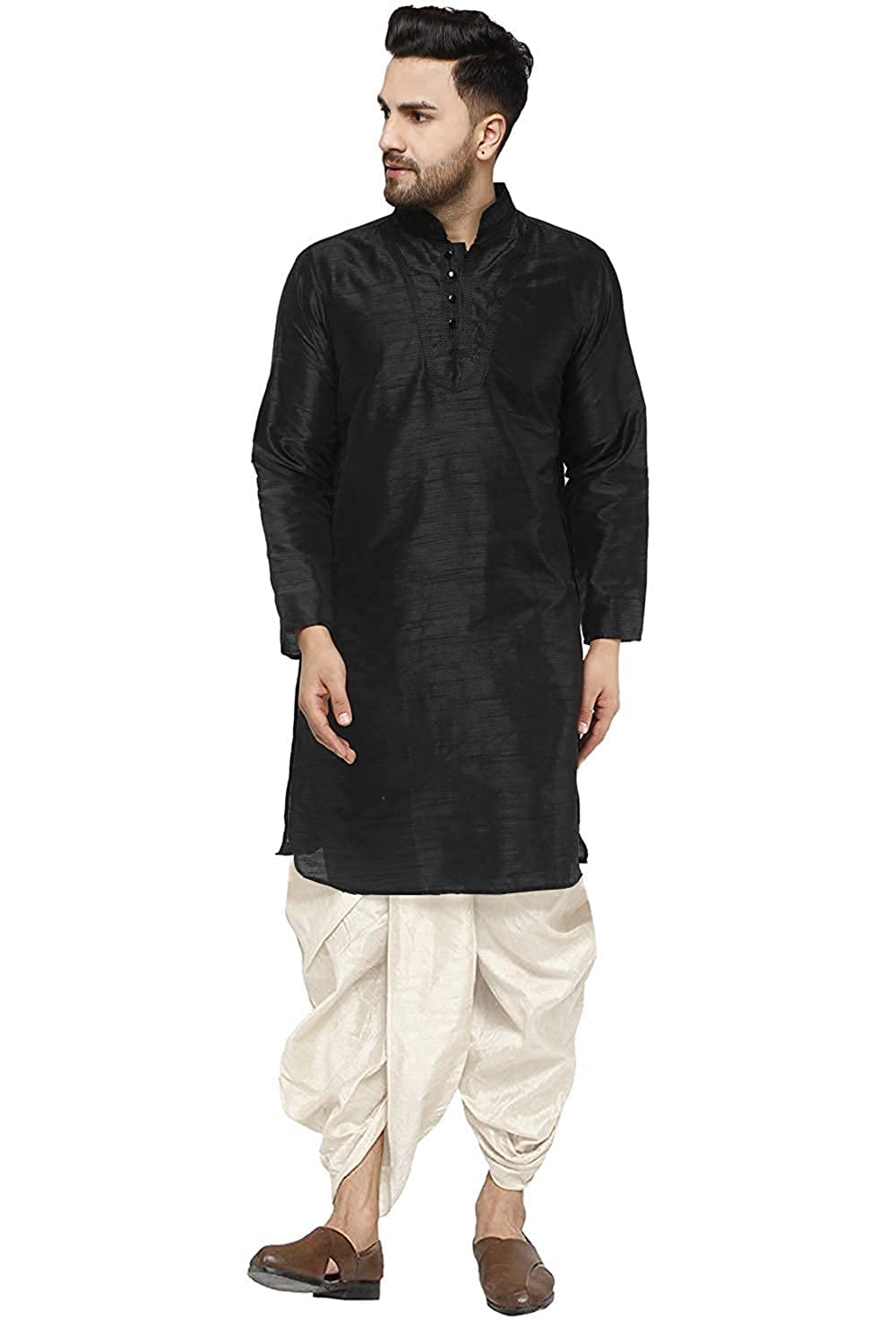 Kurta Dhoti de seda negro soluciona tu vestimenta para bodas y galas étnicas 2