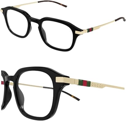 Gucci GG1209O Lettering Logo Square-Shaped Non-Polarized Sunglasses for Men & Women Includes Luxury Eyewear Kit Gold Frame with Clear Lens