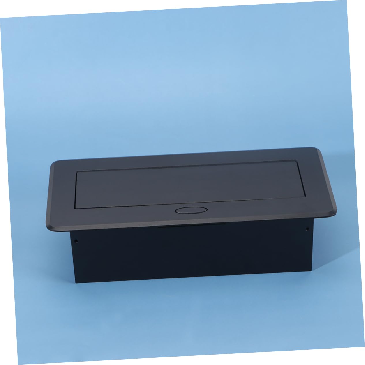 OSALADI Pop Up Steckdose Integriertem Klickmechanismus Runde aus Aluminiumlegierung und Stahl mit 3 Europäischen Steckplätzen in Schwarz für Büro und Konferenzraum