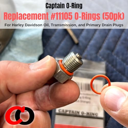 50 Pack - #11105 O-Ring Replacement for Harley Davidson Oil Drain Plug Oring (Orange Color)