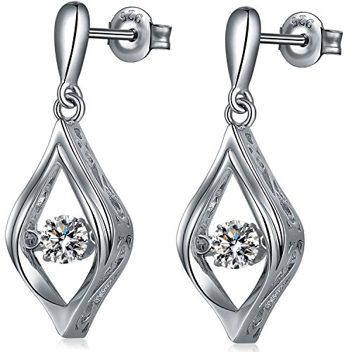 Dancing Diamond Earrings CZ Dancing Earrings Dancing Teardrop Earrings Women Dancing Stone Earrings Unique Dancing Cubic Zirconia Earrings Sterling Silver Dancing Earrings Zowbinbin Dancing CZ Earring