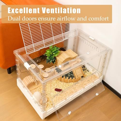 Hamster Cage & Guinea Pig Cages, Acrylic Cage for Small Animal Pets, Large Transparent Gerbil Cage and Habitats, Hedgehog, Dwarf Hamster, Rat, Mouse - Image 4