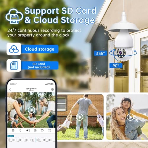 2K Light Bulb Security Camera 5G&2.4G WiFi Security Cameras Wireless Outdoor Indoor,360°Bulb Cameras for Home Security Outside Indoor,Motion Detection and Alarm,Two-Way Talk,Color Night Vision 2 Pack — view 5