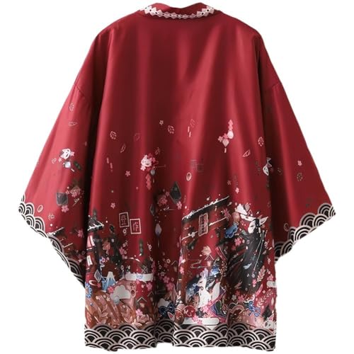 Cartoon Printed Streetwear Cardigan Summer Loose Japanese Cardigan Yukata Fashion Traditional Kimono Cardigan for Men