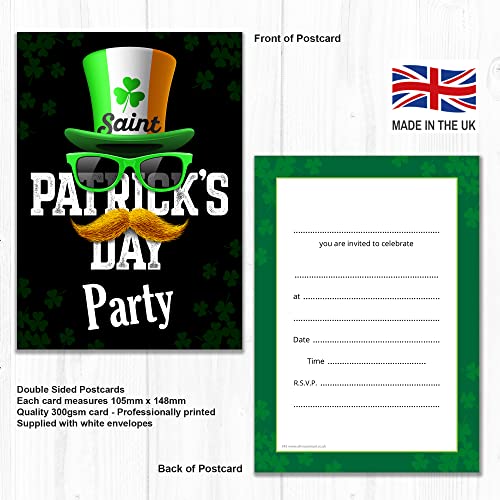 Olivia Samuel 20 x St Patrick's Day Party Invites from A6 Double Sided Cards with Envelopes, Green - Image 2