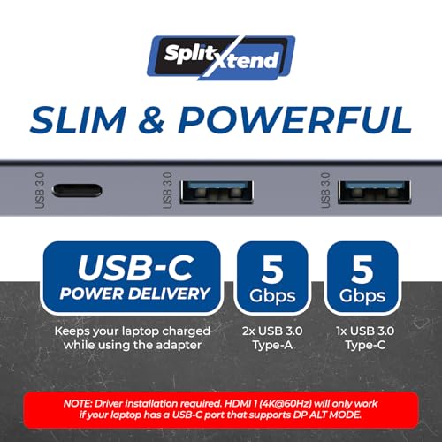 Image of OREI SplitXtend USB C Docking Station Triple Monitor with 3xHDMI Ports - 4K | Thunderbolt 4 Dock, HDMI DisplayPort Hub, Dual Monitor HDMI Adapter Extend, USB C Splitter, 100W PD, SD Card Reader