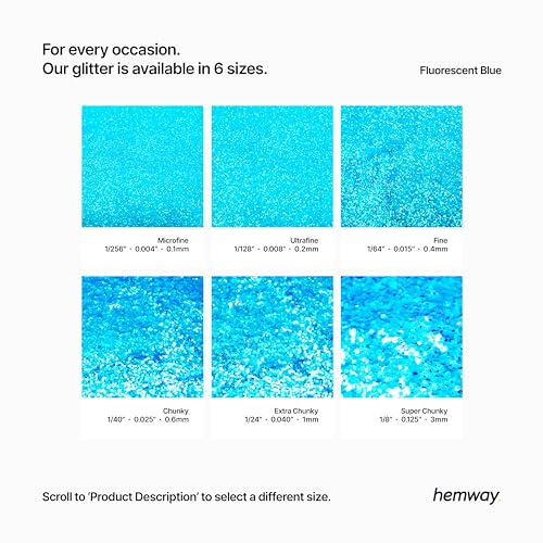 Hemway Glitter Shaker Fluorescent Blue 130g Chunky, Craft Glitter Shaker for Resin & Epoxy Crafts, Christmas Art Supplies - Image 3