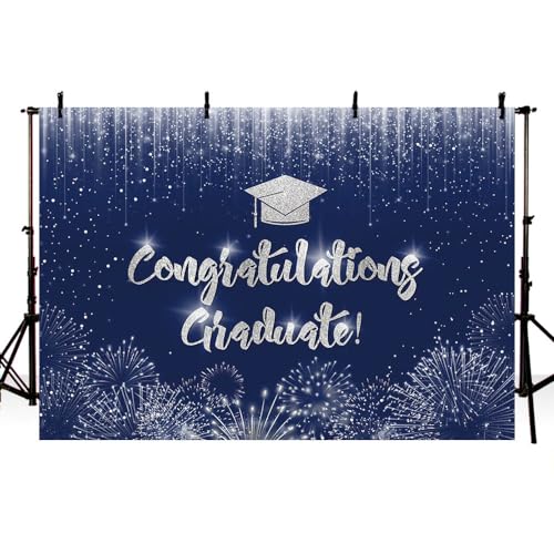 Fondo fotográfico graduación 10x7ft azul plata miniatura 4